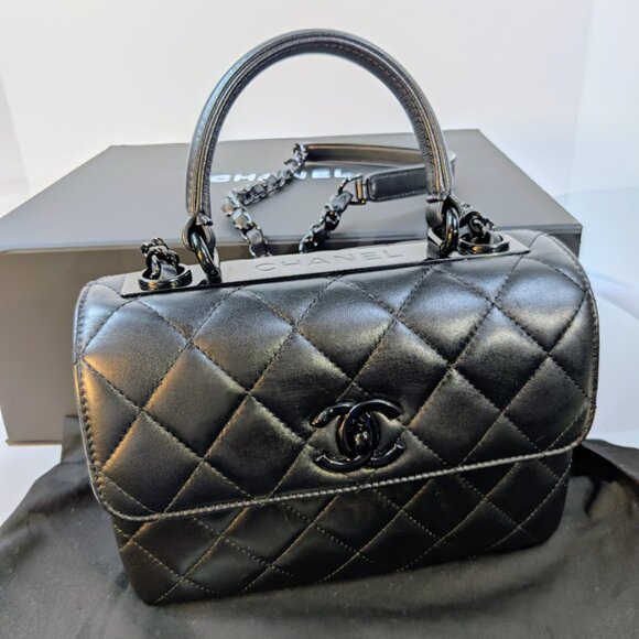 Chanel So Black Quilted Mini Trendy Top Handle Flap Bag - Picture 2 of 16